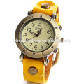 Vintage estilo Unisex Relojes Hombres Reloj de cuero genuino